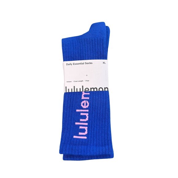 Lululemon Daily Essential Crew Socks Galactic Cobalt Unisex Size XL Cotton Blend - Picture 1 of 2